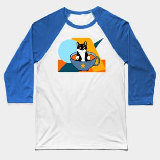 Cute Tuxedo cat in a Cup Tux in a cup of soup  Copyright TeAnne Baseball T-Shirt